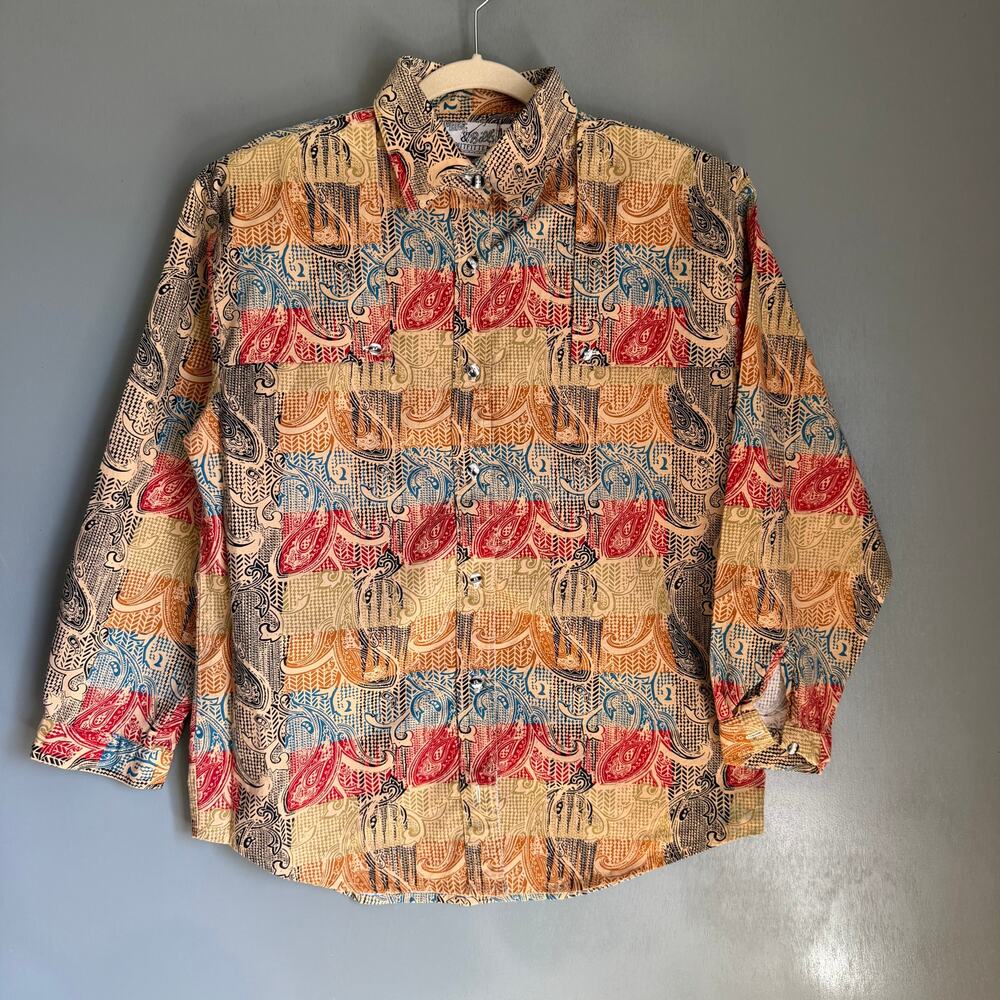 Vintage MINE & BILL'S Women's Med Colorful Paisley Western Button Up Blouse NWOT